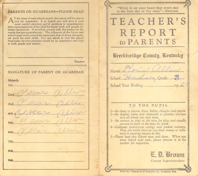 DorisAllenReprotCard111